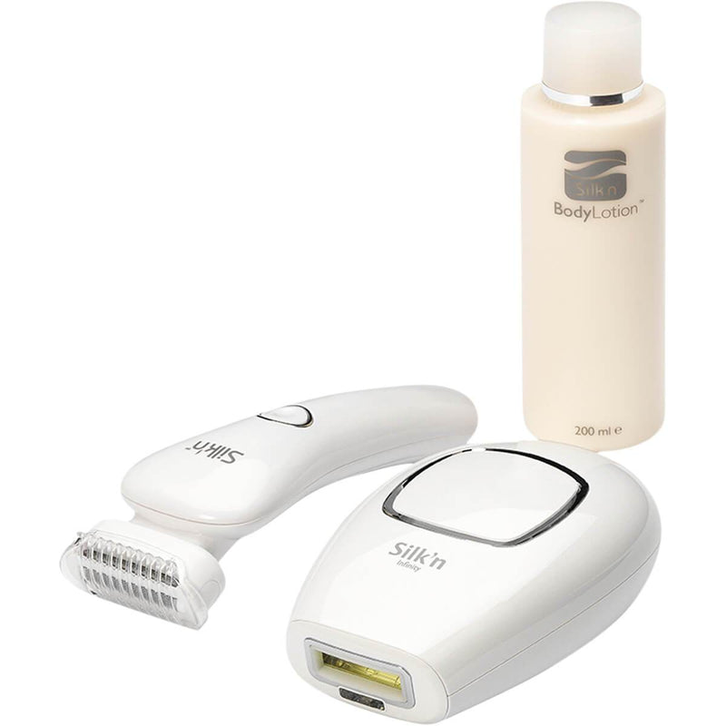 Unboxed Silk'n Infinity Velvet 400K device with Silk'n Wet & Dry LadyShave Shaver and Silk'n Body Lotion