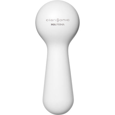Back view of the White Clarisonic Mia Prima showing Clarisonic logo